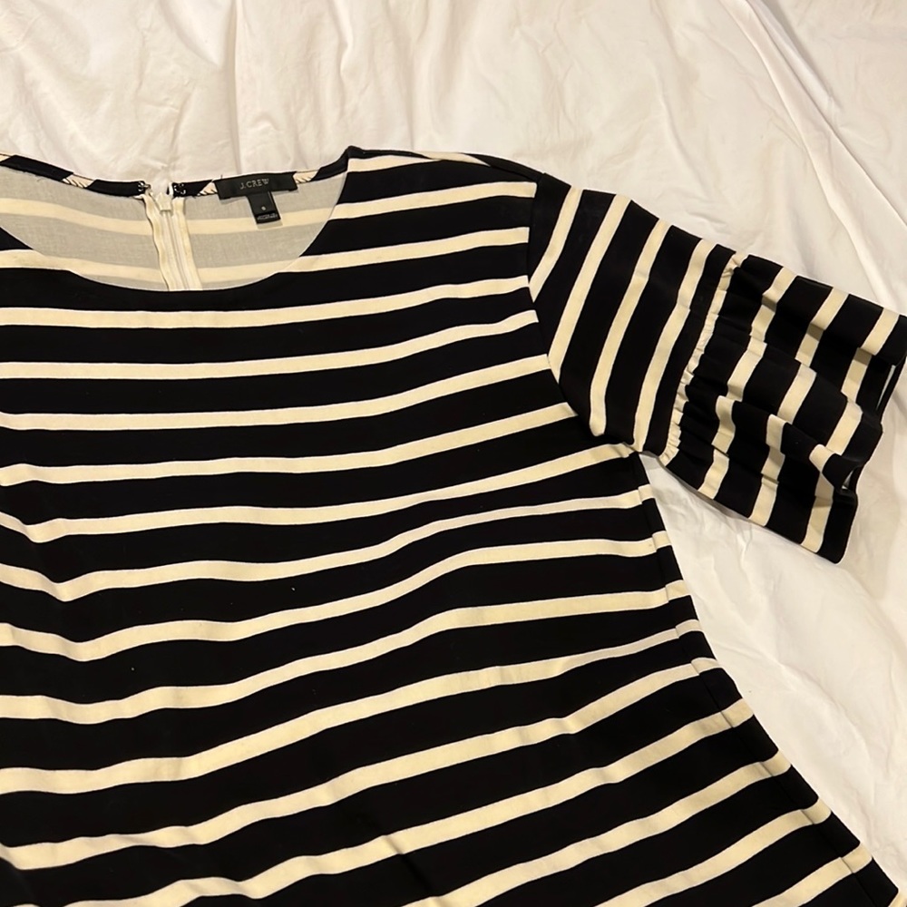 JCrew black and cream striped dress